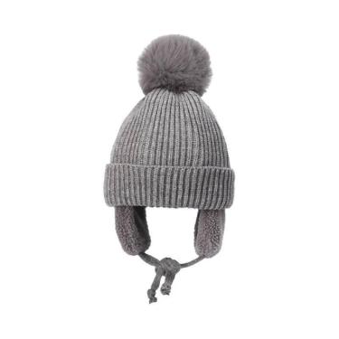 Imagem de Gorro De Lã Tricotado Quente E Grosso Para Crianças De 2 a 8 Anos Com 