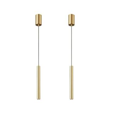 Imagem de Lustre moderno simples de latão, abajur dourado/preto, lustre de 60 polegadas, fio ajustável, luminárias suspensas, quarto, sala de estar, teto alto, luzes pendentes