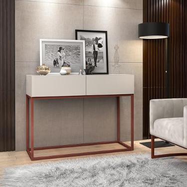 Imagem de Aparador Eros 90cm Comprimento Pés Em Metal Cobre Móvel Off White