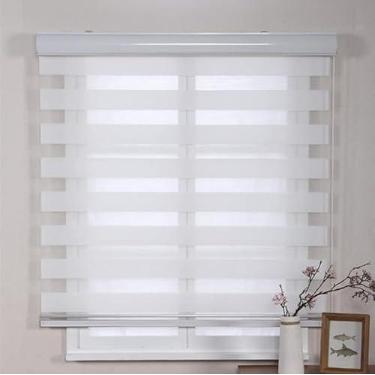 Imagem de Persiana Rolo Duplo Bandô Sunny Branca 220 (L) x 220 (A) Cortina Zebra Double Vision 2,20 X 2,20