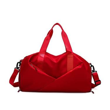 Imagem de Bolsa feminina Oxford de tecido para academia, bolsa de ombro, bolsa de ombro, separação molhada e seca, dobrável, grande capacidade, para treinamento, viagem, academia,, Vermelho, large