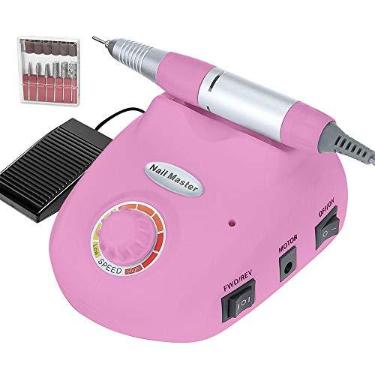 Imagem de Motor Lixadeira Unhas Nail Drill Pedal 30.000rpm Bivolt Telefone Rosa