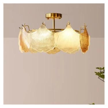 Imagem de Lustre de LED com ajuste francês moderno de vidro concha para sala de estar e jantar luminária