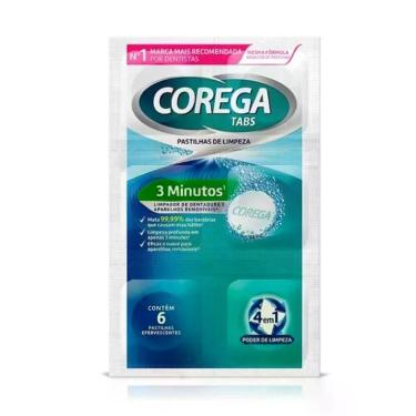 Imagem de Pastilhas de Limpeza Efervescentes Glaxosmithkline Corega Tabs para Próteses e Aparelhos Bucais Mata 99,9% das Bactérias