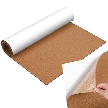 Imagem de Geetery Quadro de mensagens autoadesivo de 61 x 250 cm com espessura de rolo de cortiça para placas de porta, decoração de parede de chão, artesanato DIY (3 mm)