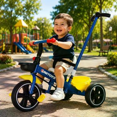 Imagem de Triciclo Infantil com Cadeirinha e Empurrador - Azul UNITOYS