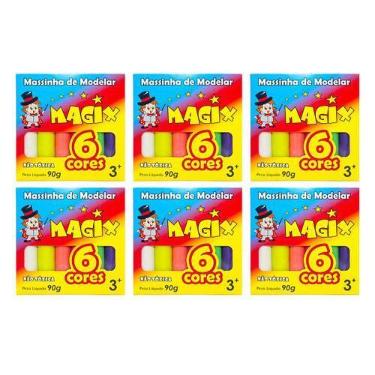 Imagem de Kit 6 Massinha De Modelar 6 Cores Magix 90g Multicolor