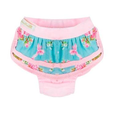 Imagem de Calcinha Bonito pra Cachorro Babado Floral Rosa para Cães - GG