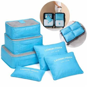Imagem de Kit Organizador Mala Jogo de 6 Peças Poliéster Com Zíper Cubos Sacos R