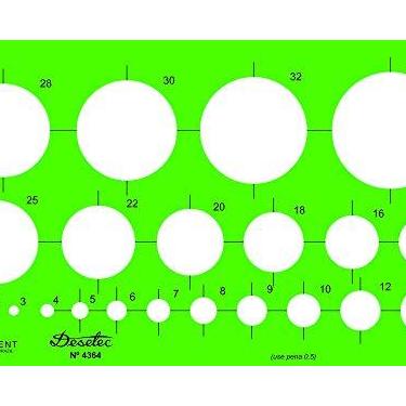 Imagem de Trident – Circulógrafo Desetec em Astralon Verde 0,75 mm 22 Círculos 1 a 35 mm | Pontos de Elevação para Tinta Nanquim Raios Marcados Para Centralização | Para Desenho Técnico Arquitetura e Engenharia