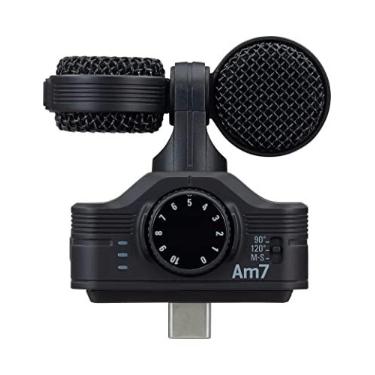 Imagem de Zoom Microfone estéreo Am7 para Android, estéreo intermediário, cápsula rotativa para alinhamento com a câmera, para gravação de áudio para música, vídeos, entrevistas e muito mais, preto
