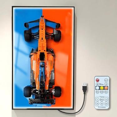 Imagem de WETCEAOM Display Wallboard for Lego 42141 Technic McLaren Formula 1 2022 Replica Race Car with LED Light, Gift Ideas for Lego Car Wall Mount Display Lover, Only Wall Frame! 19.7 x 31.5 in