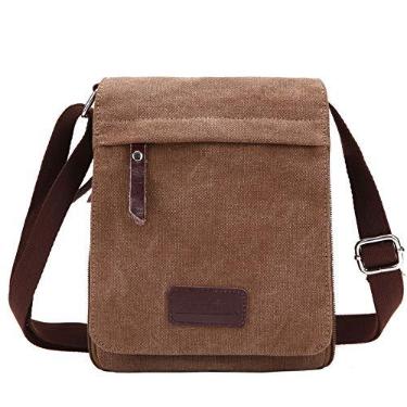 Imagem de Berchirly Bolsa tiracolo tiracolo pequena de lona vintage de couro, L_coffee, Large