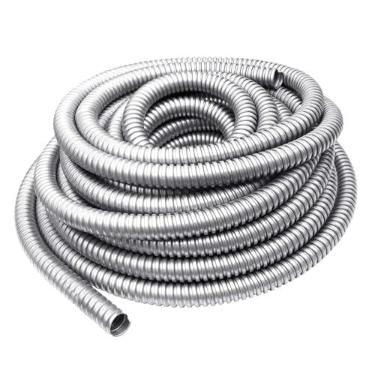 Imagem de NIDAYE Conduíte de metal flexível de parede reduzida de 15 metros, conduíte elétrico externo de aço galvanizado para fiação Greenfield, gerenciamento de cabos