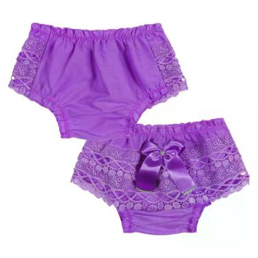 Imagem de Calcinha folho renda infantil menina laço em cetim delicada e confortá