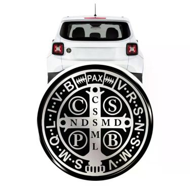 Imagem de Adesivo Automotivo São Bento 3d Relevo Resinado Cromado Cromado