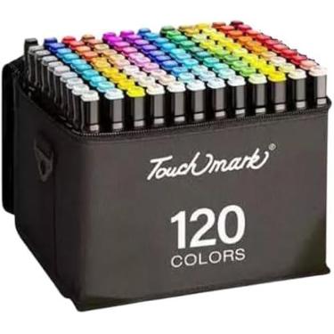 Imagem de Kit 120 Canetinhas Coloridas Touch 120 Cores Com Ponta Dupla e Estojo Canetas Marcadores Coloridos Para Desenho Colorir Livros Ilustrar Pintura Escolar (120)