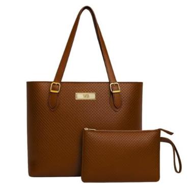 Imagem de Kit Bolsa Feminina Tipo Sacola + Necessaire Willibags (Caramelo)