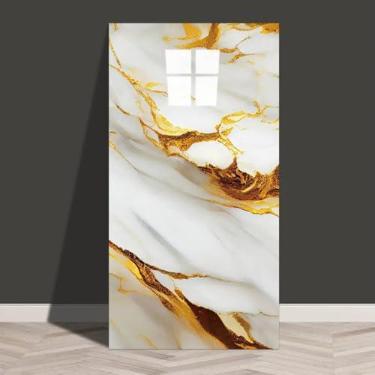 Imagem de Kit 100 Placa Adesiva Mármore Parede 3d Porcelanato Lavável Autocolante 30x60cm Triboshop (Marmore Branco Dourado)