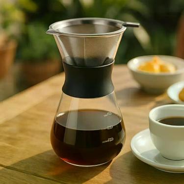 Imagem de Cafeteira 400ml Em Vidro Borossilicato Com Coador Aço Inox - Yeet