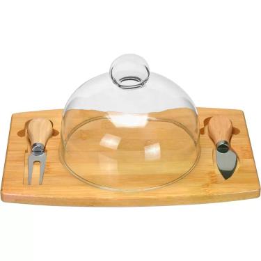 Imagem de Home&co Conjunto 4 Peças Para Queijo Com Tampa De Vidro
