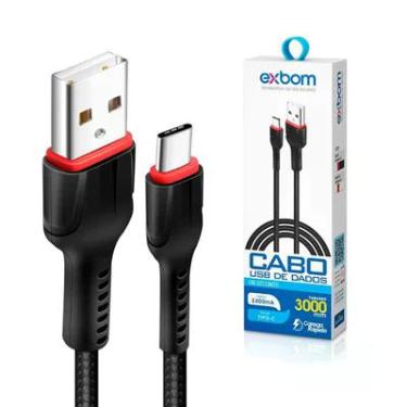 Imagem de Cabo Para Celular Smartphone Usb Exbom - Usb Tipo C Tam. 01metro Turbo 2.4a Ultra Performance Rápido - Panami