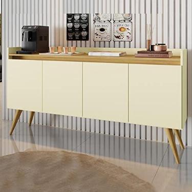 Imagem de Aparador Buffet Gold 4 Portas - Pérola/mel - Móveis Primus