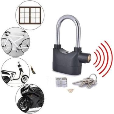 Imagem de Cadeado com alarme 2 em 1 sensor movimento anti roubo sirene 110db has