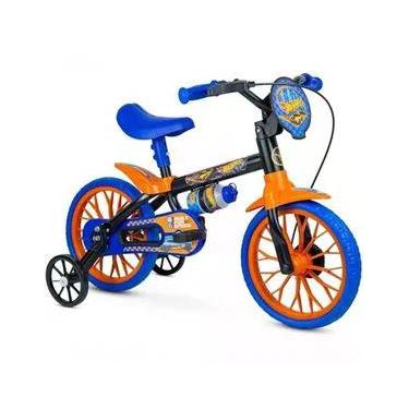 Imagem de Bicicleta Infantil Hot Wheels Aro 12 90CM a 100CM Freio Contra Pedal Vermelho com Rodinhas Laterais