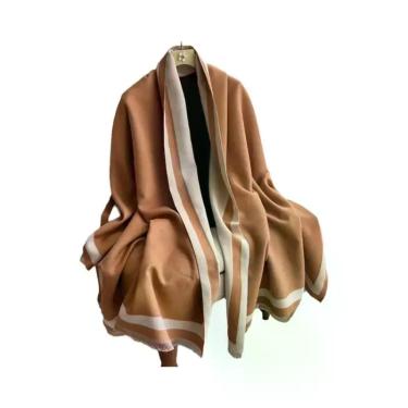 Imagem de Cachecol Feminino Quente De Caxemira Liso, Xale De Moda, Pashmina De I