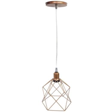 Imagem de Pendente Aramado Cálice Luminária Lustre Cabo Cristal Retrô Vintage Co