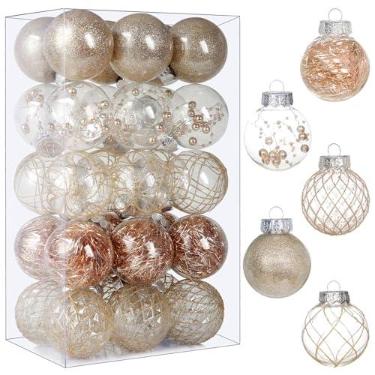 Imagem de Enfeites de bola de Natal de plástico transparente, bolas de champanhe de 30 cm para decoração de árvore - à prova de estilhaçamento para presentes de festa de casamento