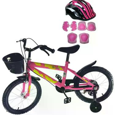Imagem de Bicicleta Infantil Rosa Aro 16 Com Cestinha E Kit Proteção - Elite, Ar