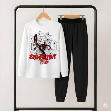Imagem de Conjunto Kit Spider Man Miles Morales Camisa Manga Longa + Calça Molet