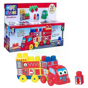 Imagem de Brinquedo de Montar Coti Bloco Caminhão de Bombeiro Cor Sortida 20 Peç