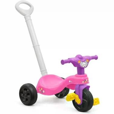 Imagem de Triciclo Com Empurrador Infantil Motoca Cor:Rosa - Pais E Filhos, Rosa