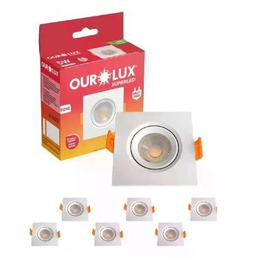 Imagem de Spot LED Quadrado Embutir 03 watts Bivolt 3000K Branco Morno Kit com 6