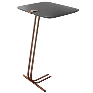 Imagem de Mesa de Apoio Lateral para Sofá Lisboa Retangular Tampo MDF Estrutura Aço 41cm Laca Concreto Lar Flex Móveis