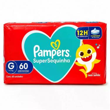 Imagem de Fralda Pampers Supersequinha Baby Shark G 60 Unidades