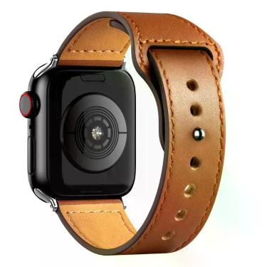 Imagem de Pulseira Marrom de Couro 42/44/45/49mm Compativel Seriee 4 5 6 7 8 ult