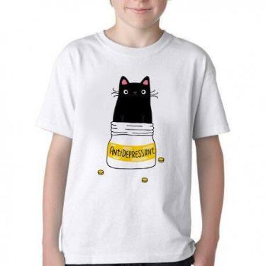 Imagem de Camiseta Infantil ou adulto Gatinho antidepressivo  Blusa Criança todo