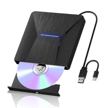 Imagem de Drives Blu-ray externos para laptop, Blueray/DVD externo para PC, gravador Bluray USB 3.0 e Tipo-C Bluray, gravador de CD DVD Blu Ray compatível com Windows XP/7/8/10, laptop, desktop, MacOS