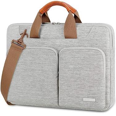 Imagem de Bolsa de Ombro para Laptop Lacdo, 16 Polegadas, Compatível com MacBook Pro, Surface Laptop, Impermeável, Cinza