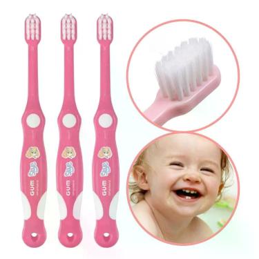Imagem de Kit 3 Escova de Dente Infantil Gum Baby Patrulha Canina Extra Macia para Bebê 3 a 24 Meses Rosa