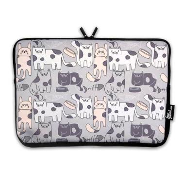 Imagem de Capa para laptop com estampa de gatos cinza de 33 a 38 cm, resistente à água, neoprene, notebook, notebook, tablet, pasta, bolsa de transporte/bolsa para HP/Dell/Lenovo/Asus/Acer/Apple