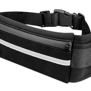 Imagem de Pochete Esportiva Premium Impermeável para Corrida, Academia, Bike e Trilha Porta Celular, Garrafa e Cinta Fitness Slim Unissex Compacta, Confortável e Durável para Atividades ao Ar Livre (PRETO)