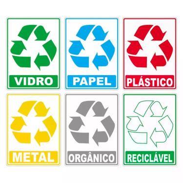 Imagem de Kit Adesivo Lixo Reciclavel 15cm X 20cm Cor Colorido