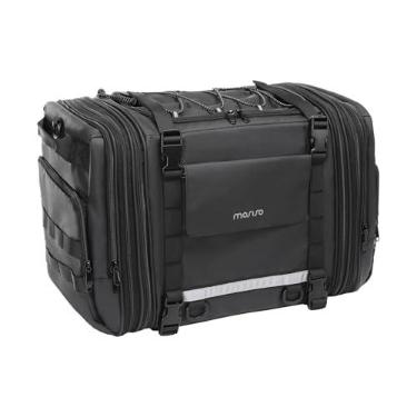 Imagem de MOSISO Bolsa traseira de motocicleta com capacidade expansível de 32 a 48 L, bolsa de engrenagem para porta-malas para assento traseiro de motocicleta com capa de chuva e alça de ombro, bagagem de