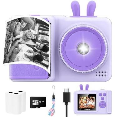 Imagem de Câmera infantil com impressão instantânea, câmera instantânea 1080p para crianças que imprimem fotos, presentes de aniversário de Natal para meninas, brinquedo de câmera digital para meninos de 3, 4
