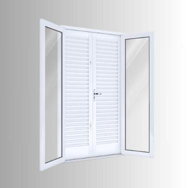 Imagem de Porta de Aço Balcão 215x120cm com Vidro 4 Folhas Facilita Lucasa